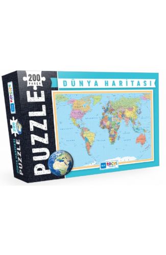 Blue Focus Dünya Haritası - Puzzle 200 Parça