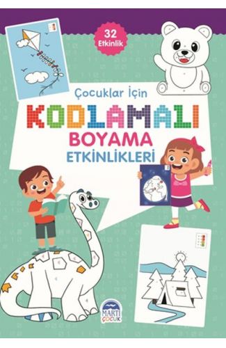 Çocuklar İçin Kodlamalı Boyama Etkinlikleri - Yeşil - 32 Etkinlik