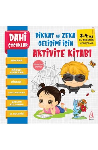 Dahi Çocuklar El Berecerisi Ve Boyama  Dikkat ve Zeka Gelişimi İçin Aktivite Kitabı (3-4 Yaş)