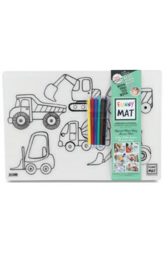 Funny Mat - İş Makineleri Ve Taşıtlar 6'Lı Kalem Hediyeli 30 x 40 cm