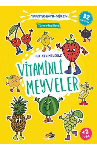 İlk Kelimelerle Vitaminli Meyveler Yapıştır-Boya-Öğren