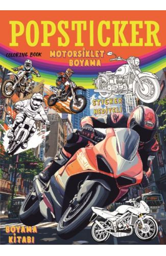 Motorsiklet  Boyama Kitabı Popsticker