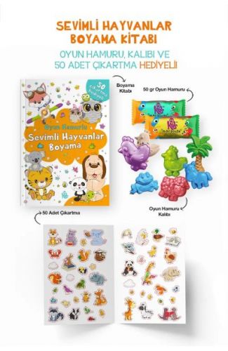 Sevimli Hayvanlar Boyama Kitabı - Oyun Hamurlu - 3 Yaş +