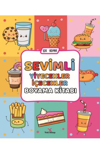 Sevimli Yiyecekler İçecekler Boyama Kitabı