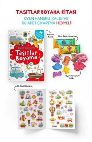 Taşıtlar Boyama Kitabı - Oyun Hamurlu - 3 Yaş +
