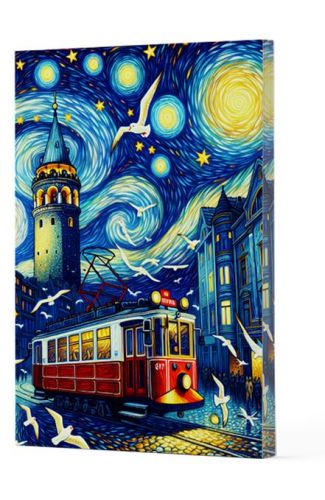 Van Gogh 1 - Galata Çizgili Yan Boyamalı Defter