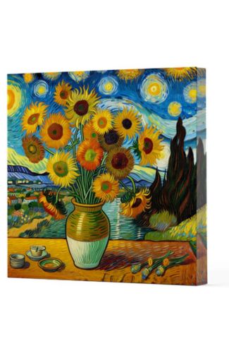 Van Gogh 10 Ayçiçekleri - Çizgisiz Yan Boyamalı Defter