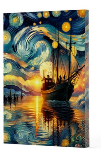Van Gogh 2 - Gemi Çizgili Yan Boyamalı Defter