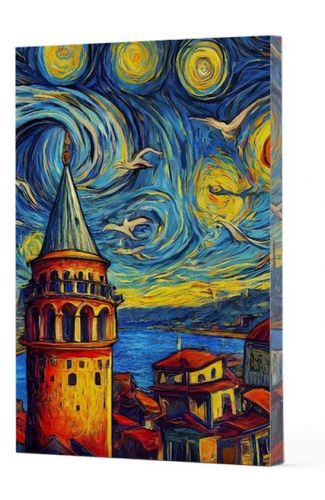 Van Gogh 5 - Galata Çizgili Yan Boyamalı Defter