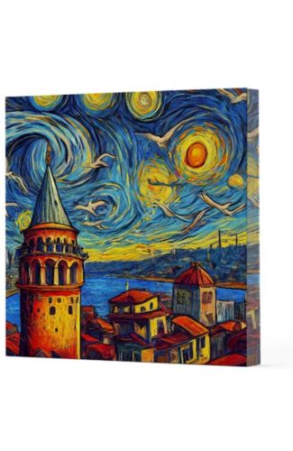 Van Gogh 5 Galata - Çizgisiz Yan Boyamalı Defter