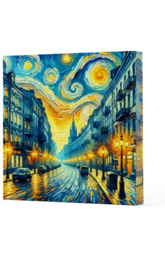 Van Gogh 6 Sokak - Çizgisiz Yan Boyamalı Defter