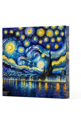 Van Gogh 7 Yıldızlı Gece - Çizgisiz Yan Boyamalı Defter