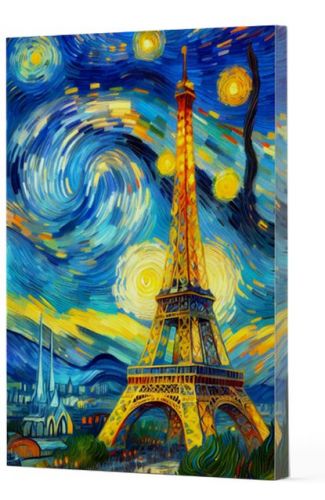 Van Gogh 9 - Eyfel Kulesi Çizgili Yan Boyamalı Defter